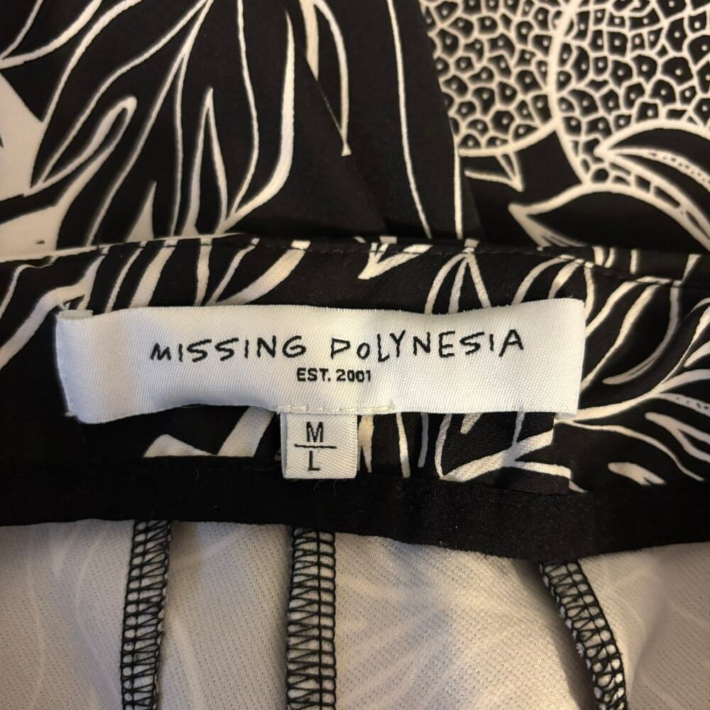 Missing Polynesia Black White Tropical Print Pant… - image 6